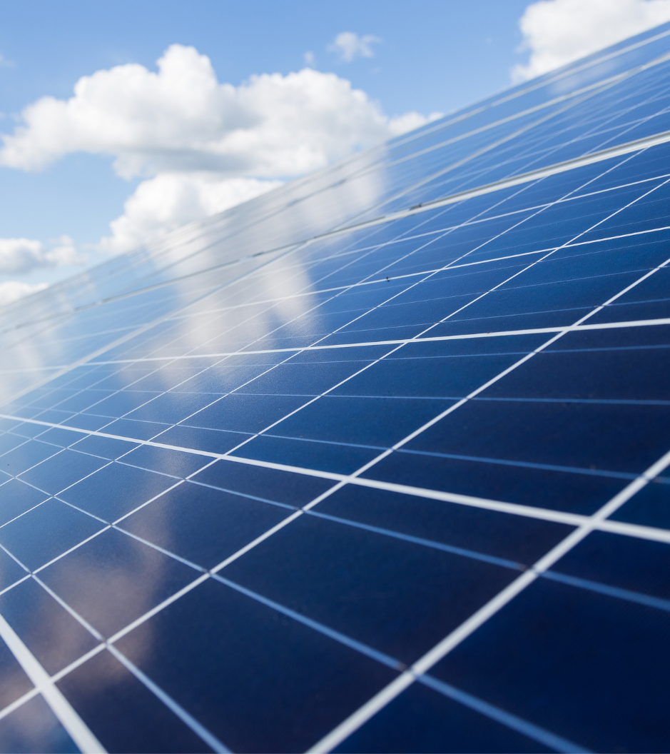 Solar panels spanning a roof